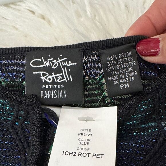 Christina Rotelli Women's Sparkle Black and Green Cardigan NWT - Picture 8 of 9